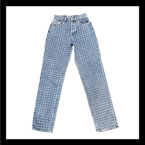 PACSUN $65 Medium Wash Distressed Dad Jean High Rise Straight Leg Size 25 - Picture 2 of 7